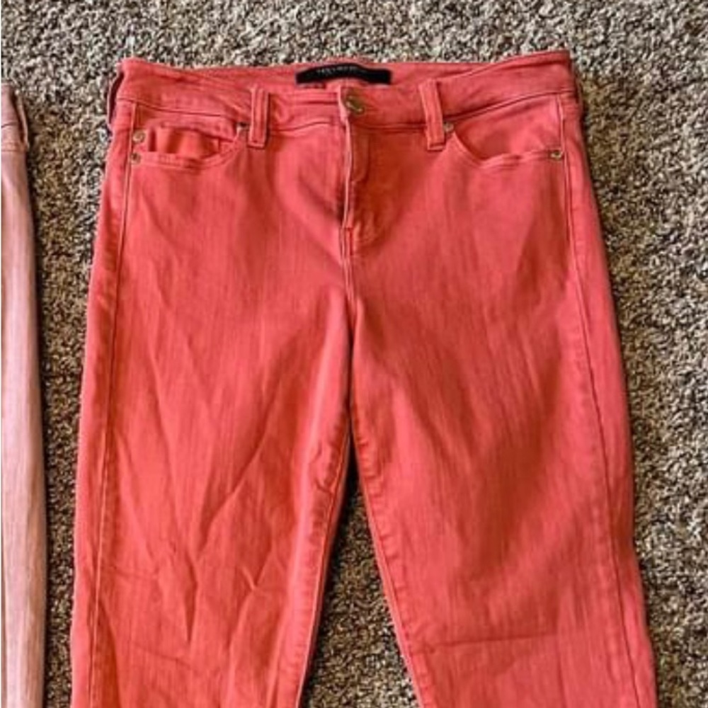 Liverpool Abby skinny ankle jeans size 6 coral raw edge/hem